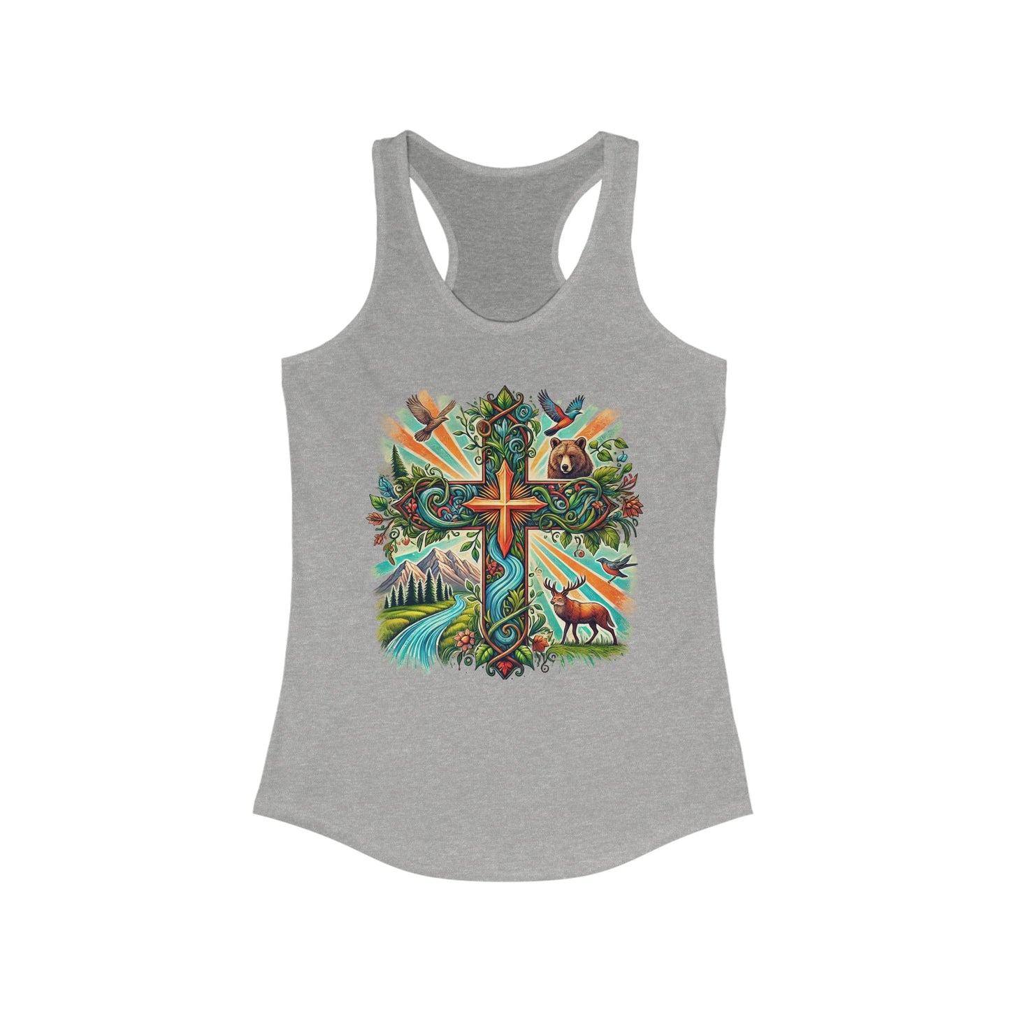 Colorful Faith-Inspired Women's Racerback Tank, Spiritual Tank Top, Summer Activewear, Gift for Her, Inspirational Shirt, Nature Design