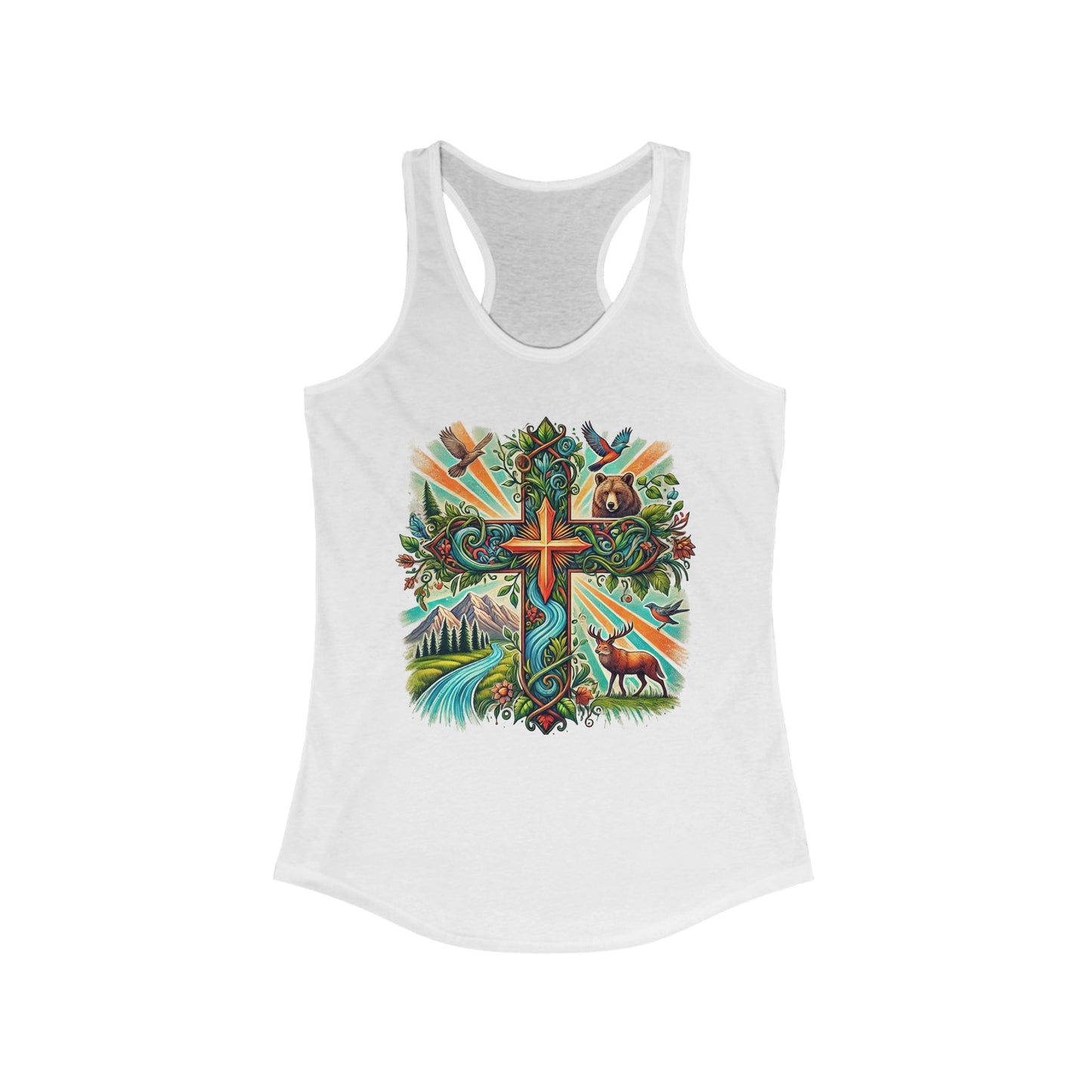 Colorful Faith-Inspired Women's Racerback Tank, Spiritual Tank Top, Summer Activewear, Gift for Her, Inspirational Shirt, Nature Design