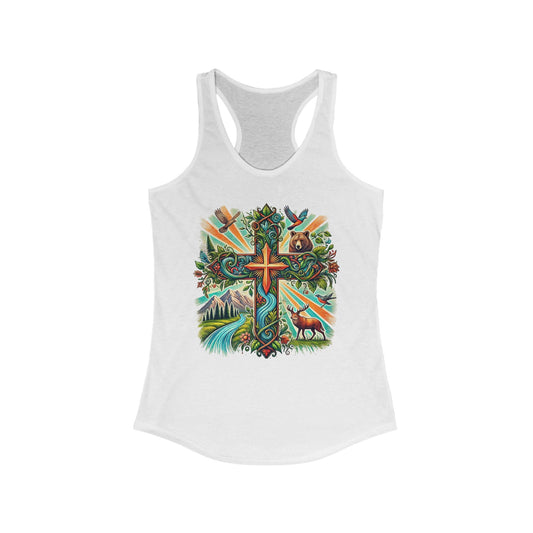 Colorful Faith-Inspired Women's Racerback Tank, Spiritual Tank Top, Summer Activewear, Gift for Her, Inspirational Shirt, Nature Design