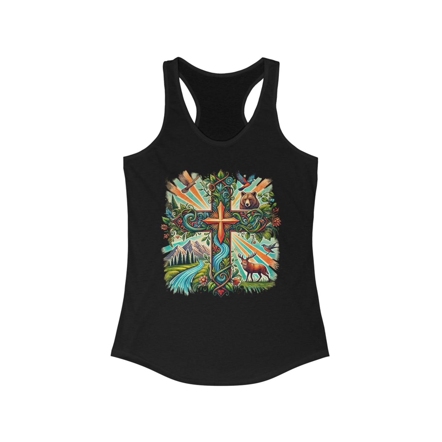 Colorful Faith-Inspired Women's Racerback Tank, Spiritual Tank Top, Summer Activewear, Gift for Her, Inspirational Shirt, Nature Design